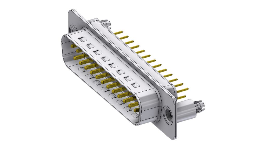 D-Sub Connector, Plug, DB-25, Radial Leads